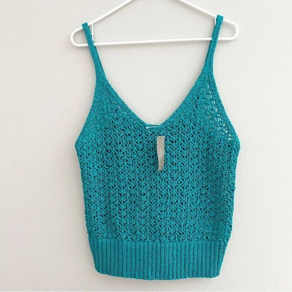 J crew NWT Cropped V-neck sweater-tank in textured pointelle knitted size XXL